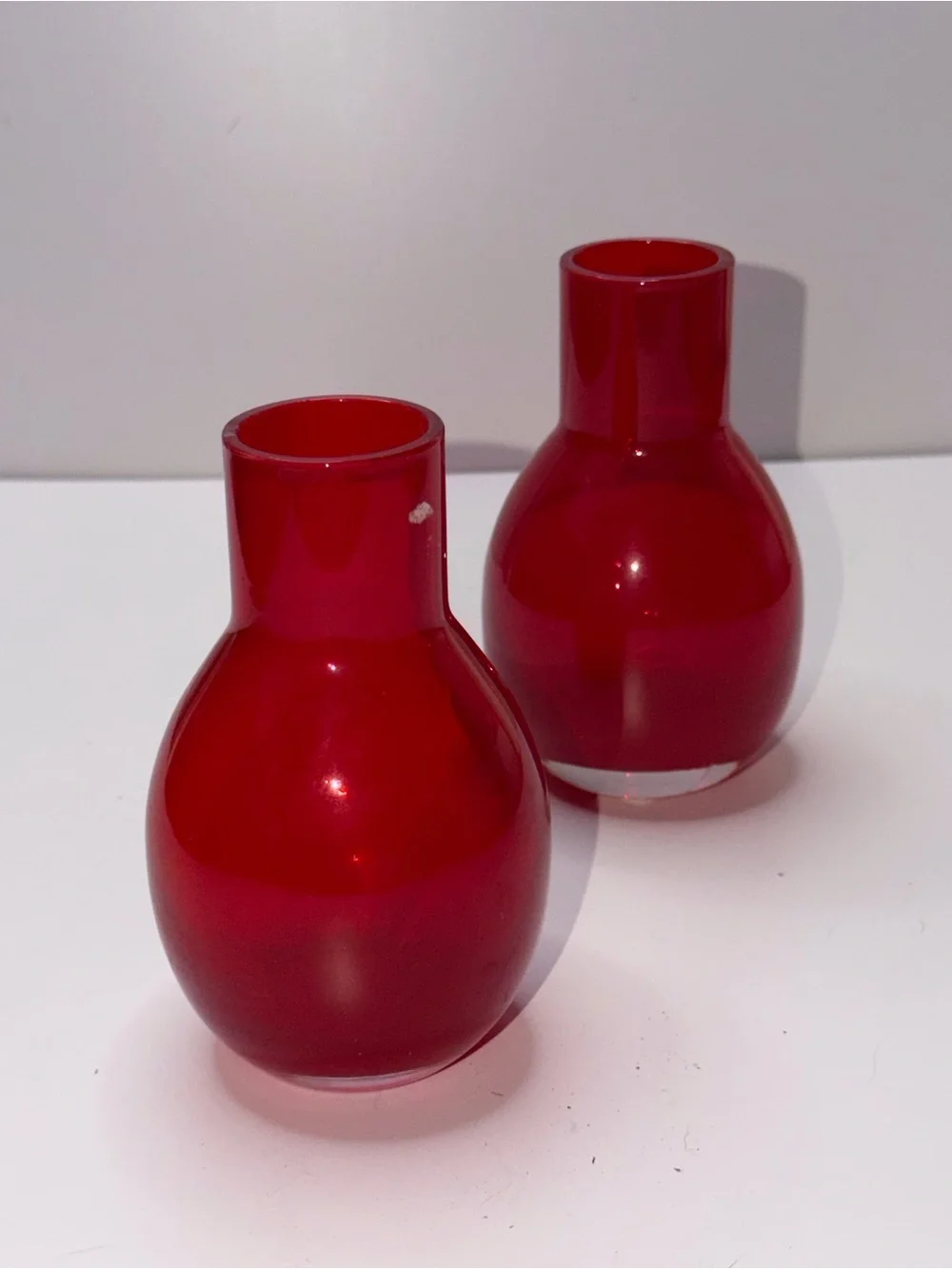 Red Glass Bud Vases - Set of 2